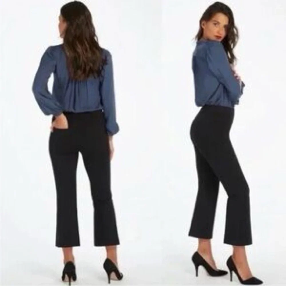 Spanx The Perfect Black Crop Flare Ponte Knit Pants